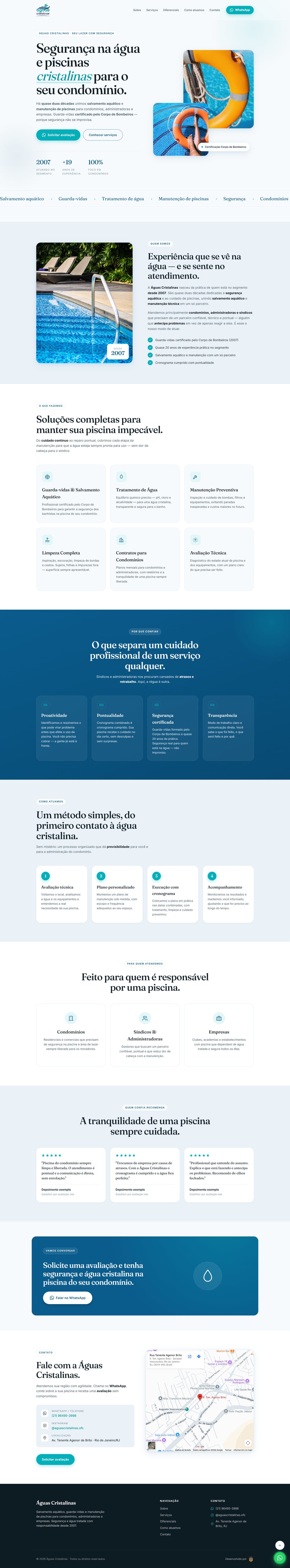Landing page Águas Cristalinas - Salvamento Aquático