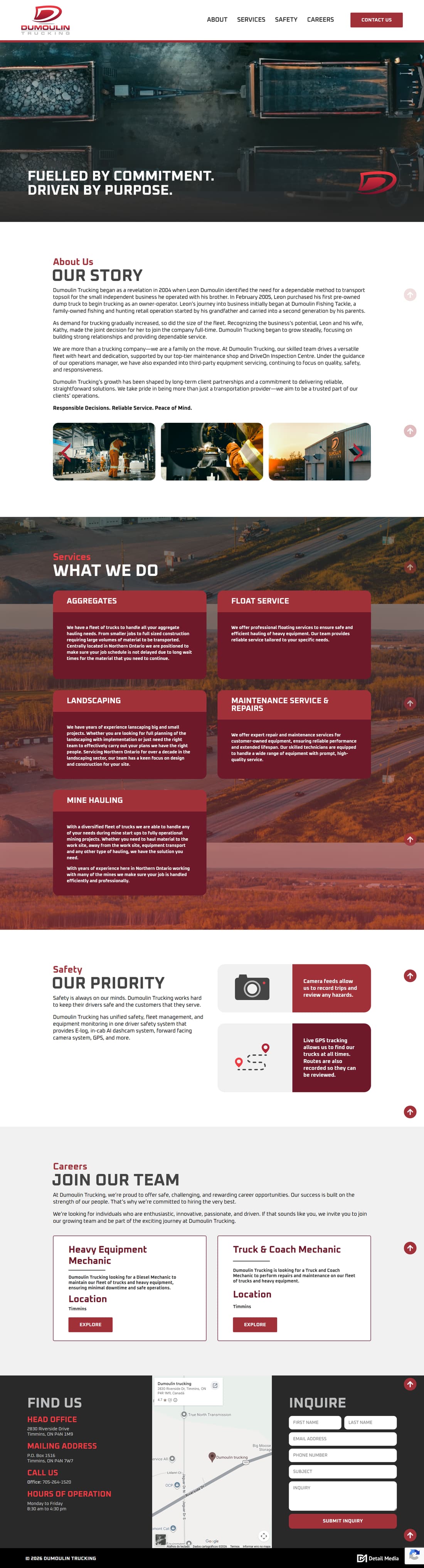 Landing page Dumoulin Trucking