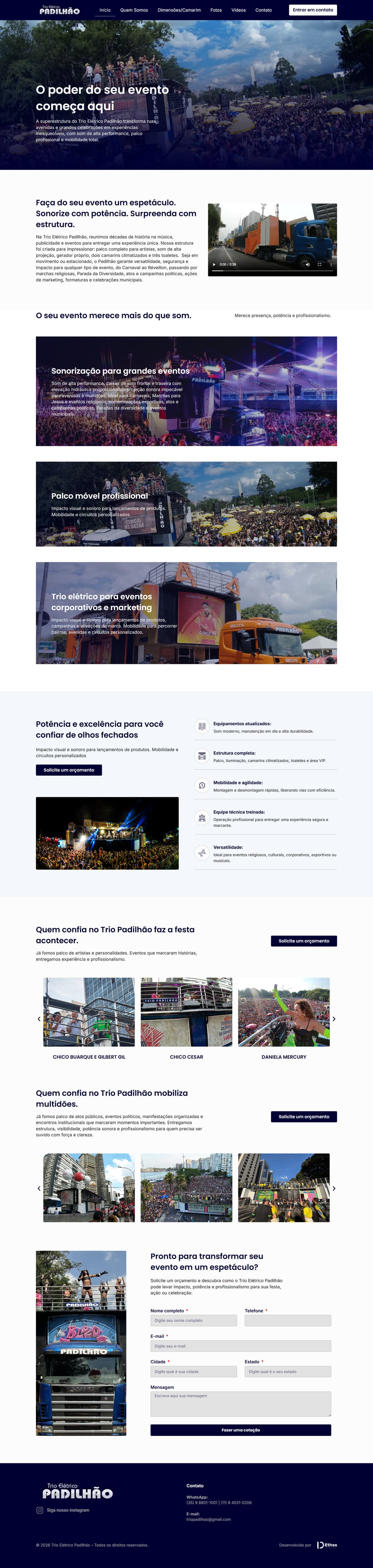 Site institucional Trio Elétrico Padilhão