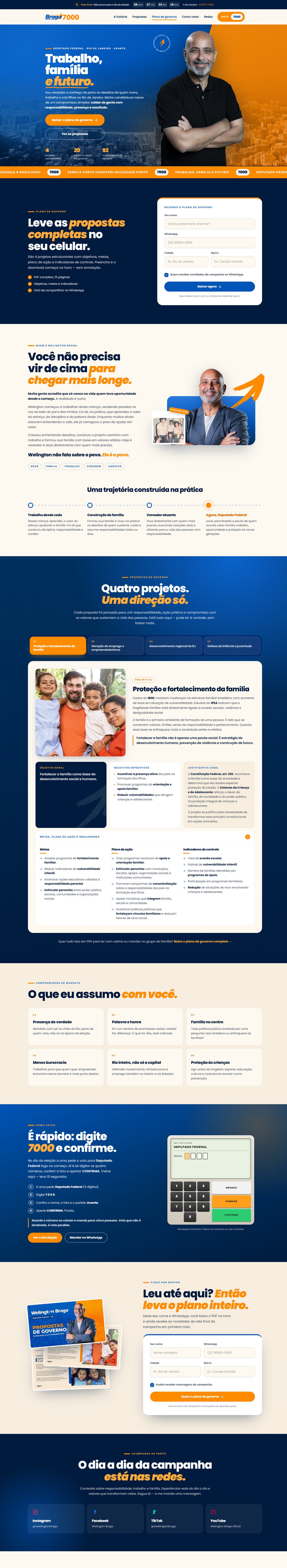 Landing page de campanha eleitoral Welington Braga